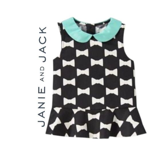 Janie and Jack High Tea Bow Print Sleeveless Top Size 3 - Picture 1 of 2